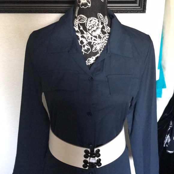 Button Up Long Sleeve Shirt Dress (No Belts) - Picture 4 of 5